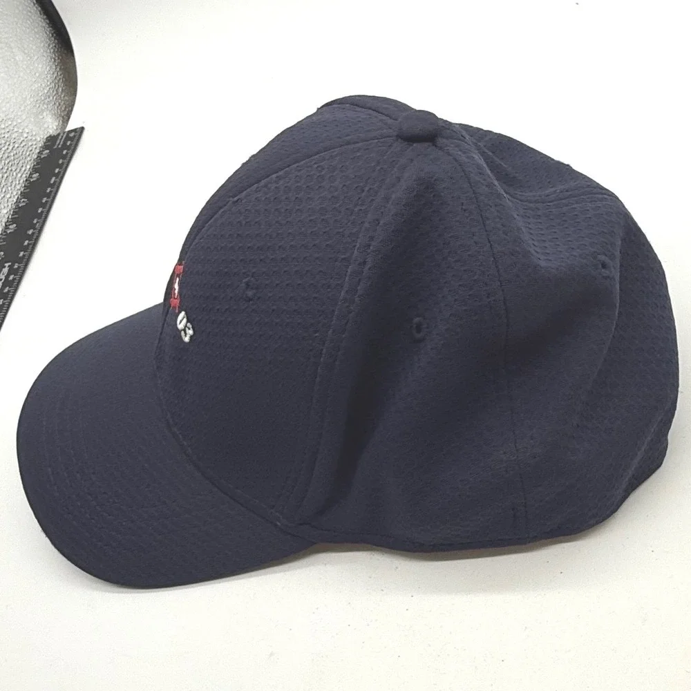 Cap America Golf Navy Blue Mesh Stretch Fit Hat Embroidered 19 M 03 Logo L XL